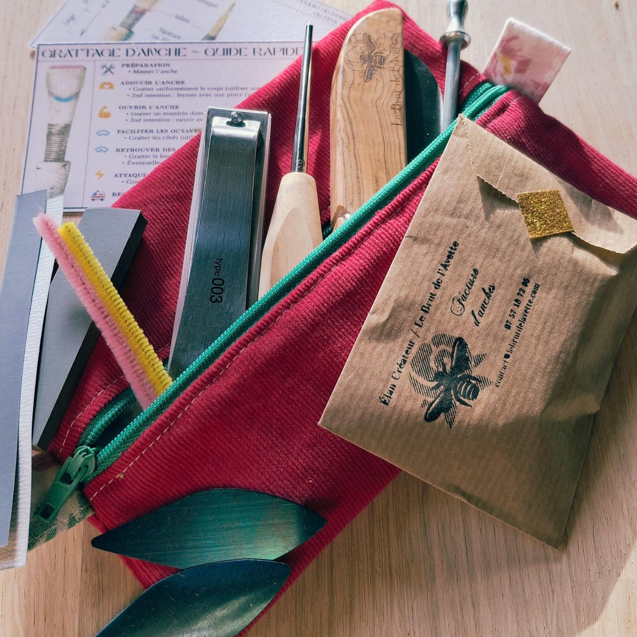 Kit de grattage d'anches bombarde, binioù veuze